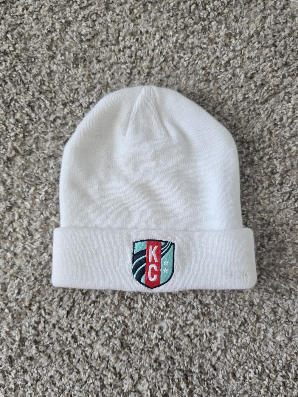 KC Current Official Nike Solid Beanie Hat White One Size Fits Most Winter Cap